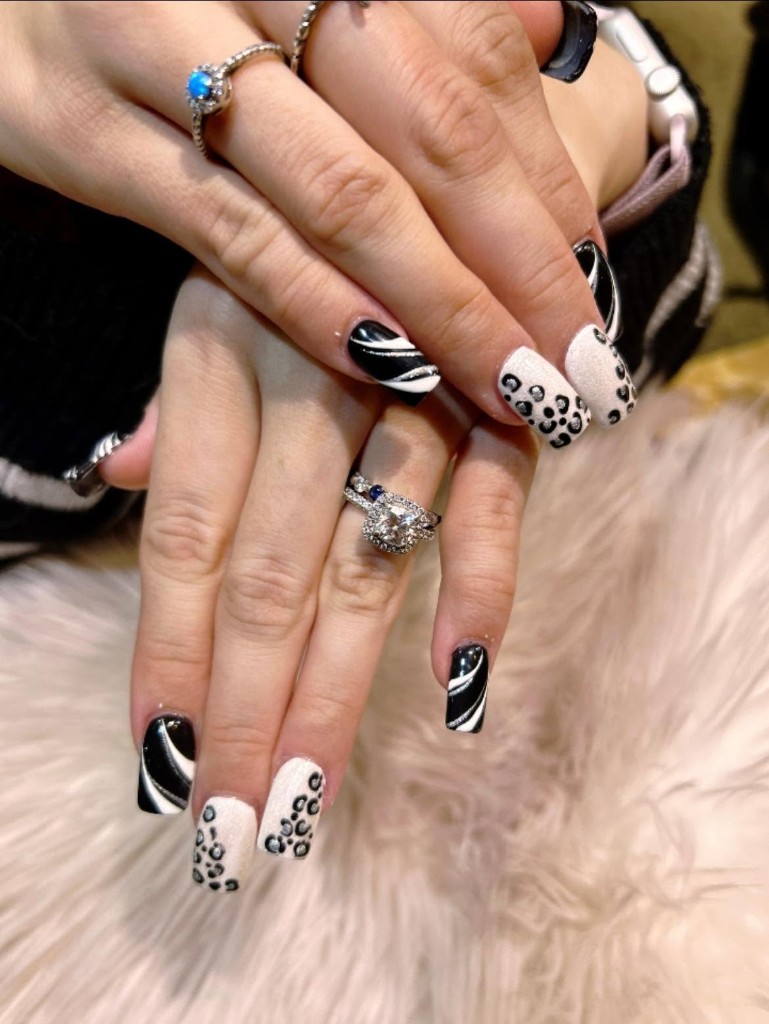 Elegant manicure with shimmer and design accents