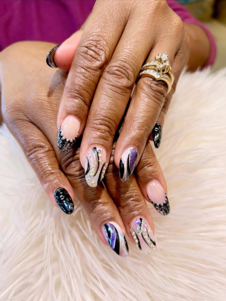 Seasonal nail art with festive details