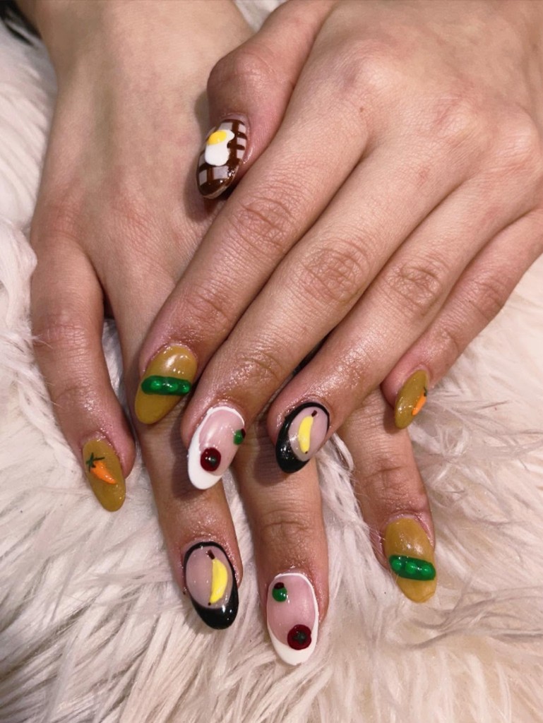 Luxury manicure with crystal and glitter details