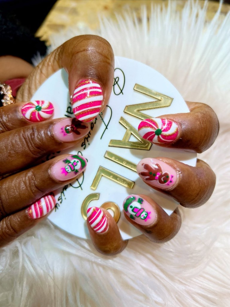 Elegant manicure featuring custom salon designs