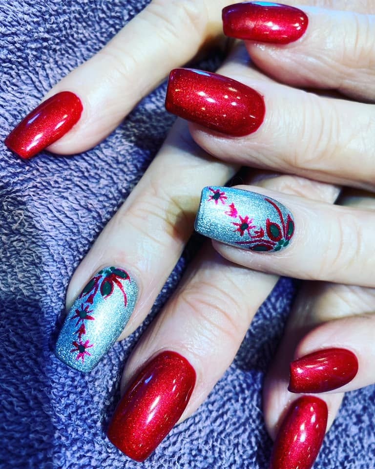 Elegant nail enhancements with shimmer