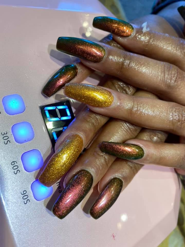 Artistic manicure with fine detail work