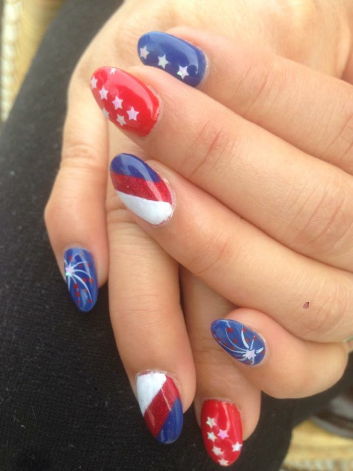 Seasonal nail enhancements with sparkle accents